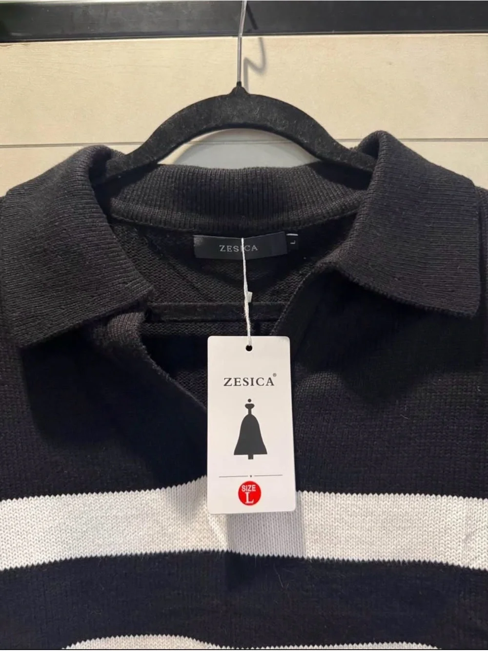 Zesica Black & White Striped Crewneck Sweater